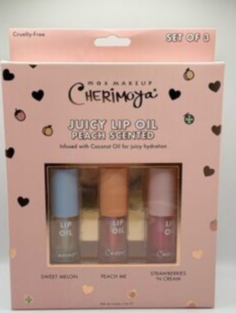 Max Makeup Cherimoya Juicy Lip Oil Set — Peach Scented (3-Pack)